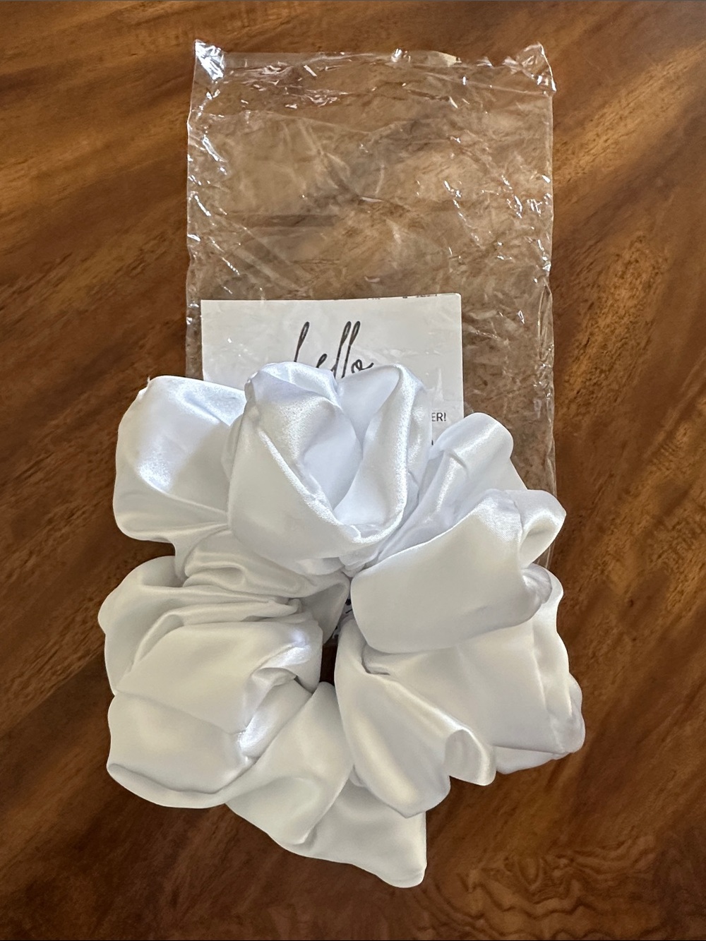 XL White Satin Large Ruffled Hair ScrunchieNEW